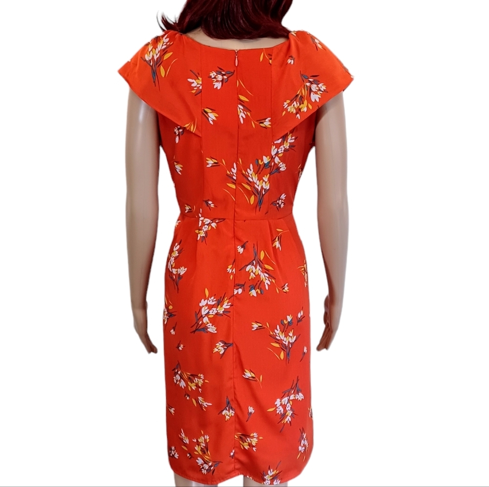 Emma & Michele Orange Floral Dress Size 8 - Picture 5 of 9
